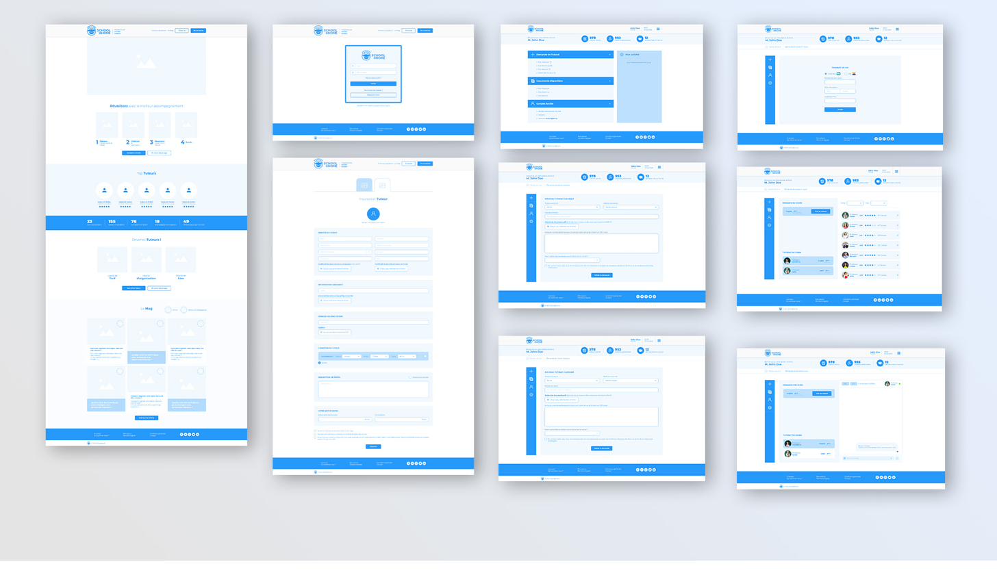 Wireframes du parcours school@home